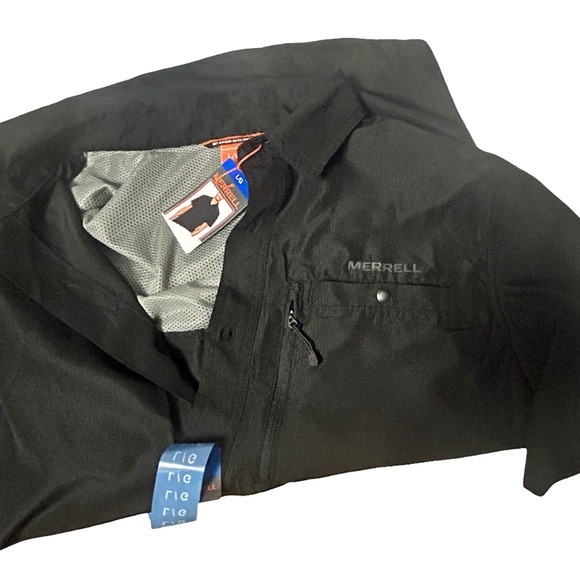 Merrell Tech Shirt SPF-30-50 Recyled material Fishing Hiking Lightweight Black - Picture 10 of 16